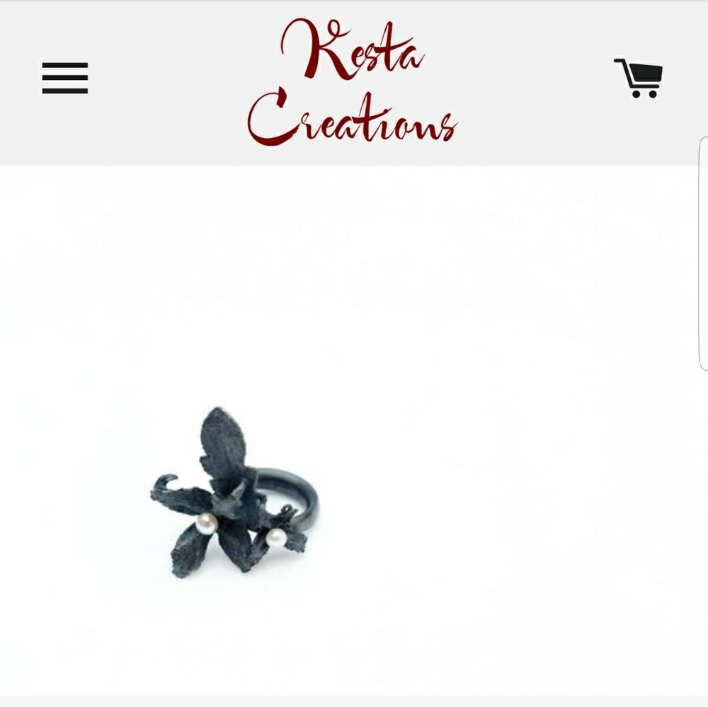 Kesta Creations Designer Pearl and Silver Ring